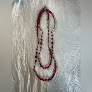 White House Black Market pink/smokey/silver tones necklace